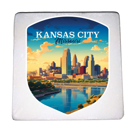 Kansas City Missouri Design A Souvenir 4x4-Inch Coaster Marble 4 Pack