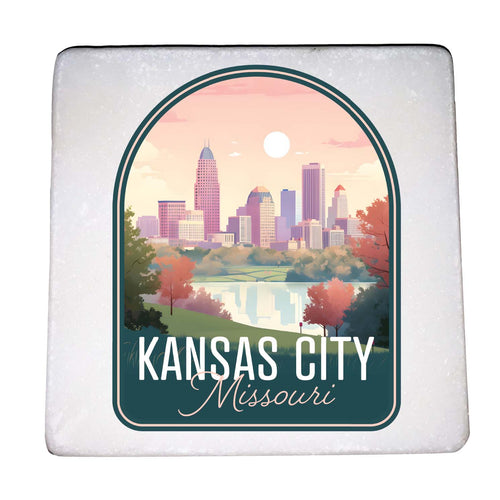 Kansas City Missouri Design B Souvenir 4x4-Inch Coaster Marble 4 Pack