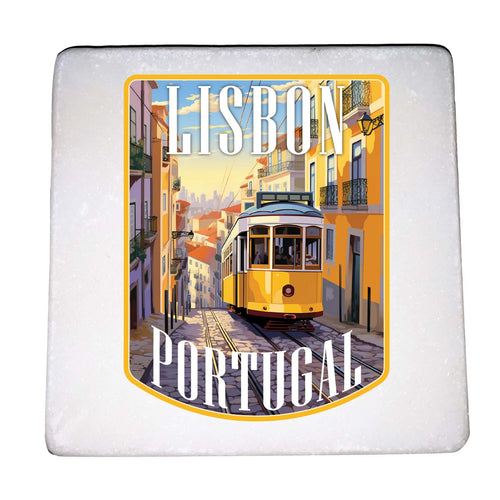 Lisbon Portugal Design A Souvenir 4x4-Inch Coaster Marble 4 Pack
