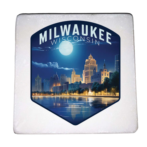 Milwaukee Wisconsin Design B Souvenir 4x4-Inch Coaster Marble 4 Pack 