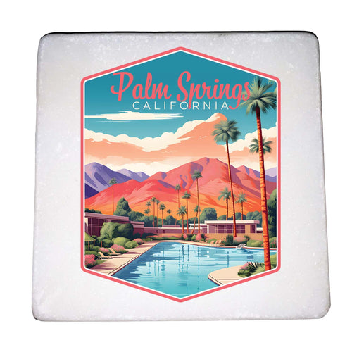 Palm Springs California Design B Souvenir 4x4-Inch Coaster Marble 4 Pack 