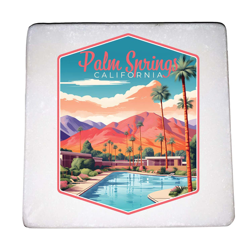 Palm Springs California Design B Souvenir 4x4-Inch Coaster Marble 4 Pack 