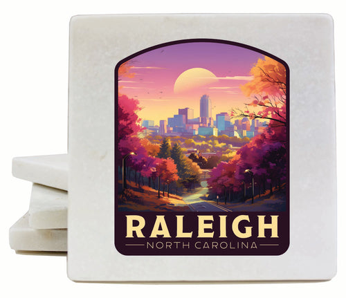 Raleigh North Carolina City of Oaks Design Souvenir 4x4-Inch Coaster Marble 4 Pack 