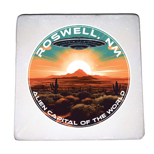 Roswell New Mexico Design A Souvenir 4x4-Inch Coaster Marble 4 Pack 