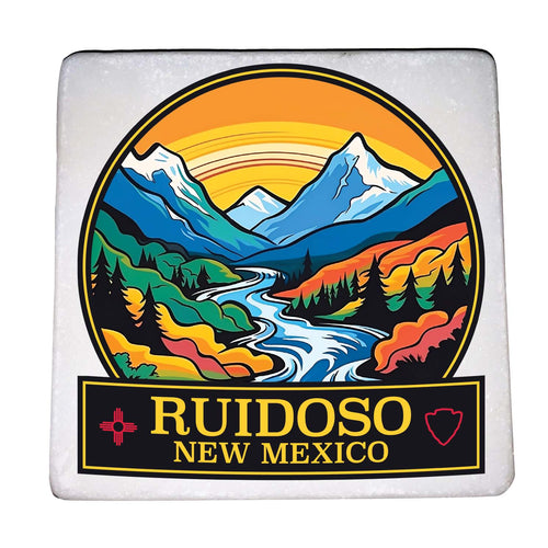 Ruidoso New Mexico Design B Souvenir 4x4-Inch Coaster Marble 4 Pack 