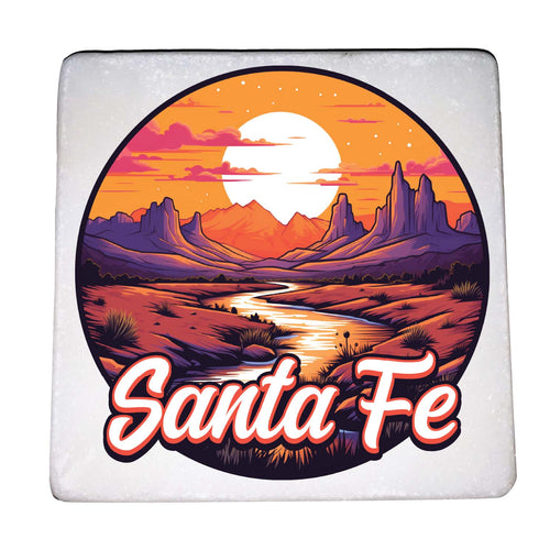 Santa Fe New Mexico Design B Souvenir 4x4-Inch Coaster Marble 4 Pack 