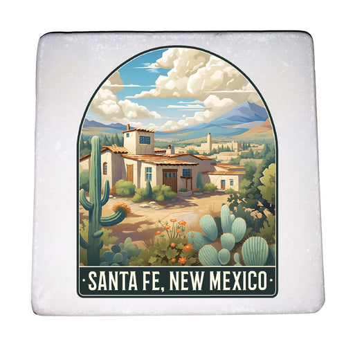 Santa Fe New Mexico Design C Souvenir 4x4-Inch Coaster Marble 4 Pack 