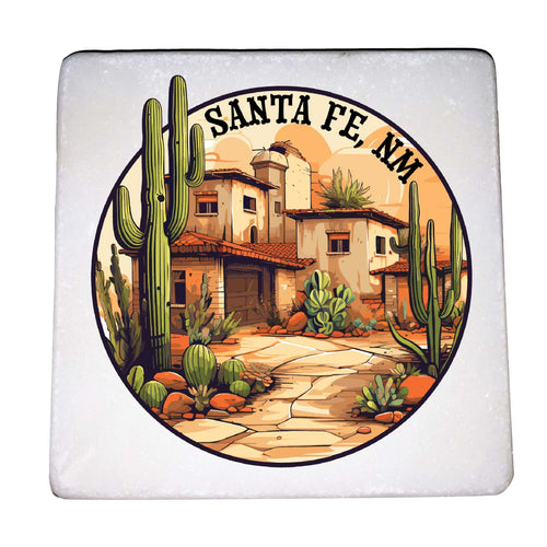 Santa Fe New Mexico Design D Souvenir 4x4-Inch Coaster Marble 4 Pack 