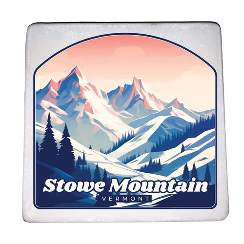 Stowe Mountain Vermont Design A Souvenir 4x4-Inch Coaster Marble 4 Pack 