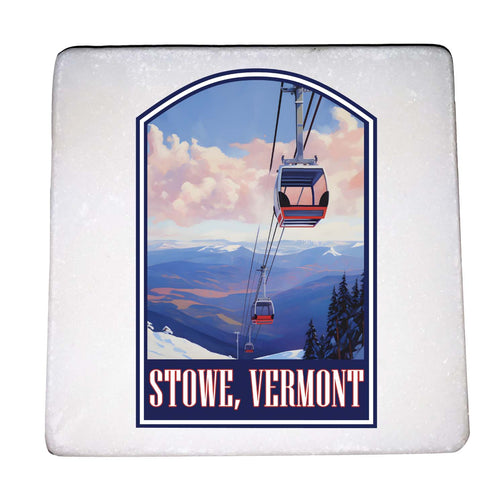 Stowe Mountain Vermont Design B Souvenir 4x4-Inch Coaster Marble 4 Pack 