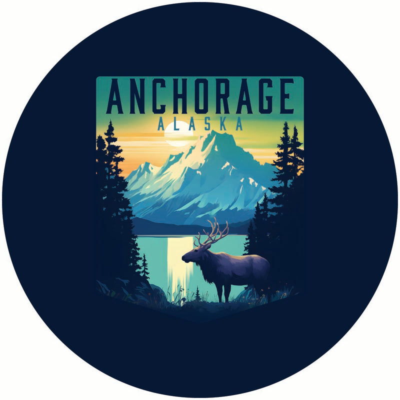 Anchorage Alaska Moose and Mountains Design Souvenir Coaster Paper 4 Pack 