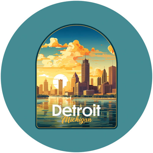 Detroit Michigan Design B Souvenir Coaster Paper 4 Pack 