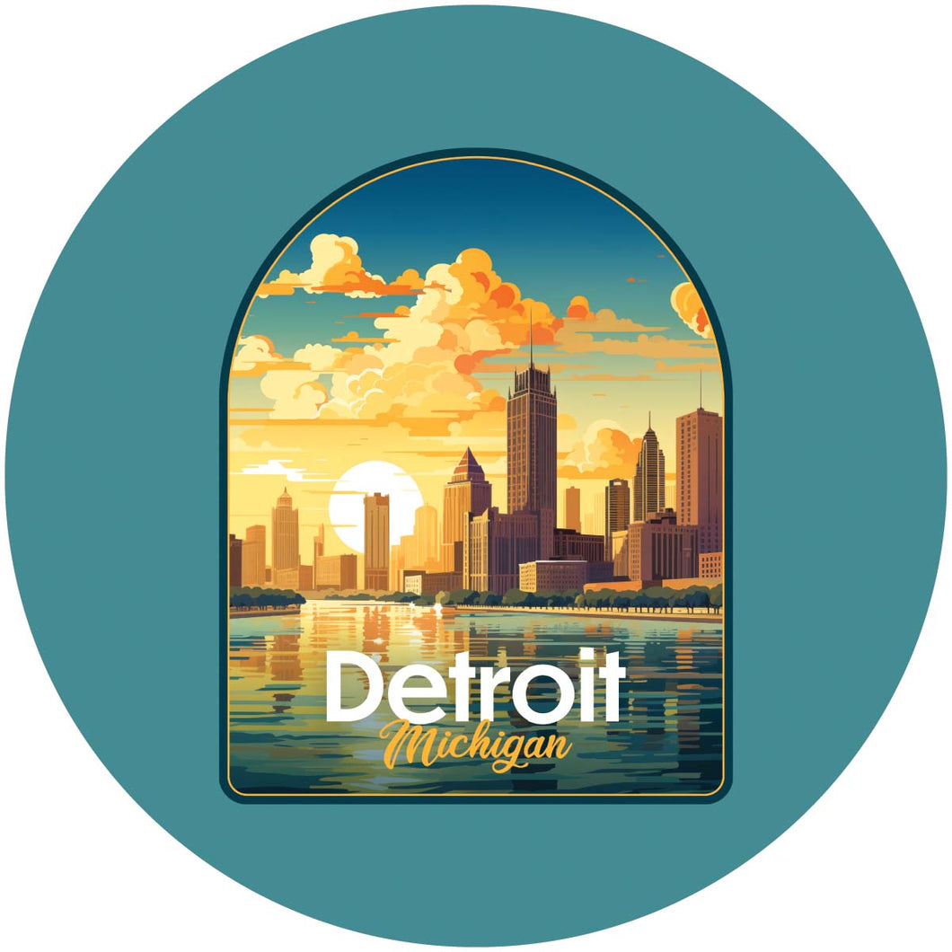 Detroit Michigan Design B Souvenir Coaster Paper 4 Pack 