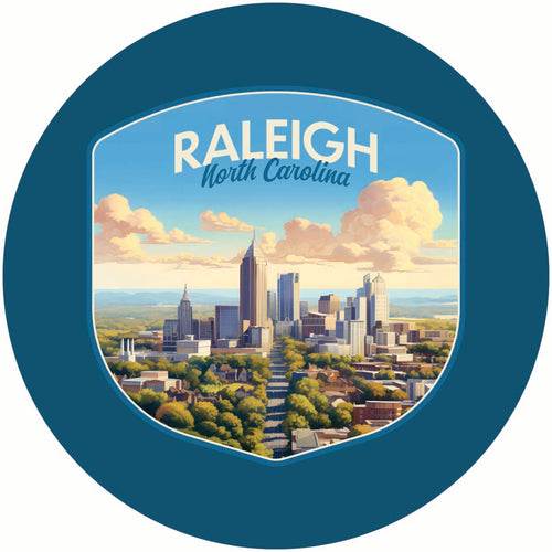 Raleigh North Carolina Daytime Cityscape Design Souvenir Coaster Paper 4 Pack 