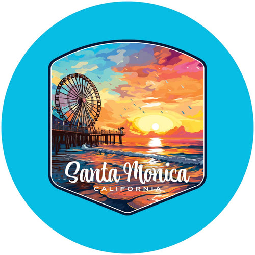Santa Monica California Design A Souvenir Coaster Paper 4 Pack 
