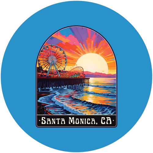 Santa Monica California Design B Souvenir Coaster Paper 4 Pack 