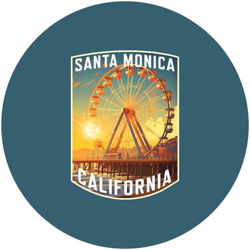 Santa Monica California Design C Souvenir Coaster Paper 4 Pack 