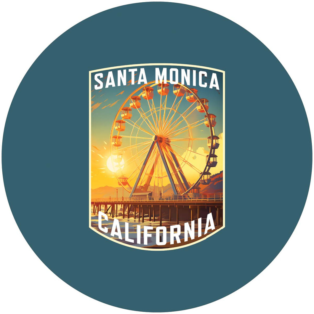 Santa Monica California Design C Souvenir Coaster Paper 4 Pack 