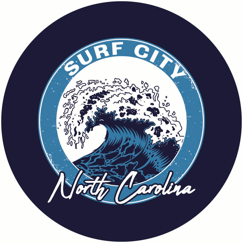 Surf City North Carolina Wave Design Souvenir Coaster Paper 4 Pack 