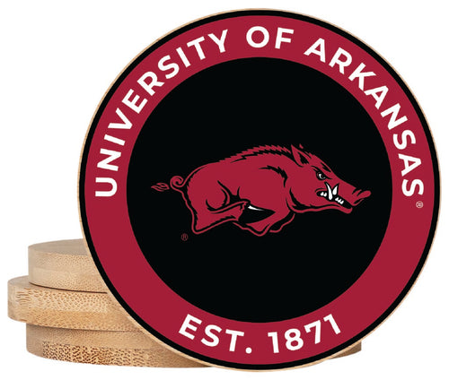 Arkansas Razorbacks Coaster Wooden 3.5 x 3.5-Inch 4 Pack Officially Licensed Collegiate Product 