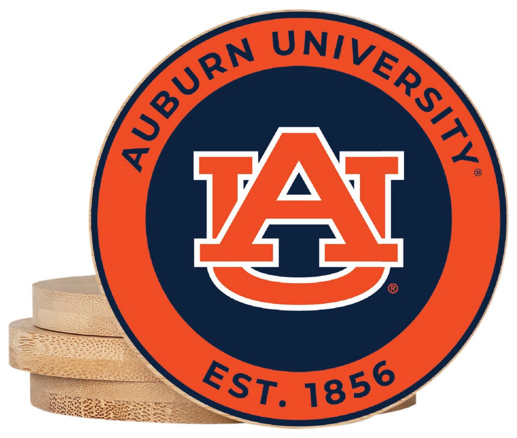 Auburn Tigers Coaster Wooden 3.5 x 3.5-Inch 4 Pack Officially Licensed Collegiate Product 