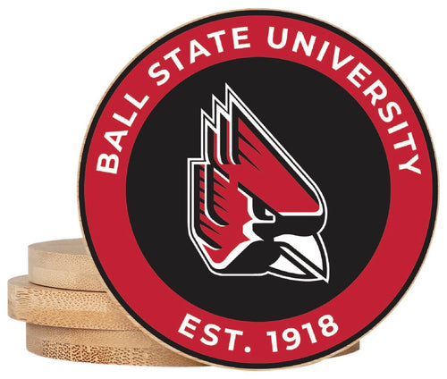 Ball State University Coaster Wooden 3.5 x 3.5-Inch 4 Pack Officially Licensed Collegiate Product 