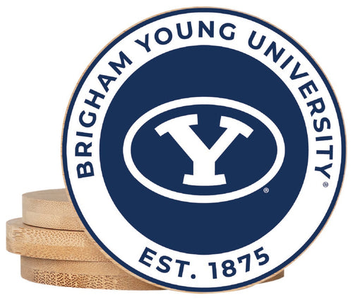 Brigham Young Cougars Coaster Wooden 3.5 x 3.5-Inch 4 Pack Officially Licensed Collegiate Product 