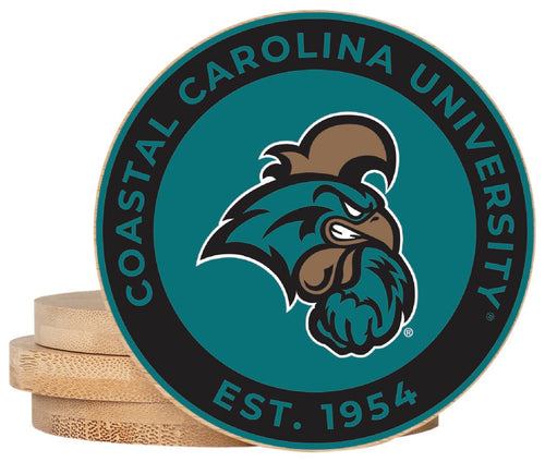 Coastal Carolina University Coaster Wooden 3.5 x 3.5-Inch 4 Pack Officially Licensed Collegiate Product 