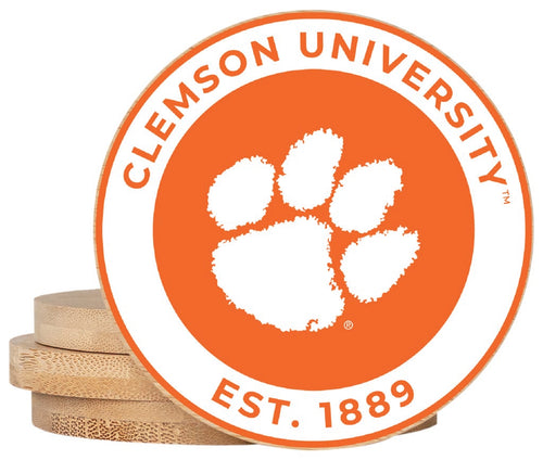 Clemson Tigers Coaster Wooden 3.5 x 3.5-Inch 4 Pack Officially Licensed Collegiate Product 