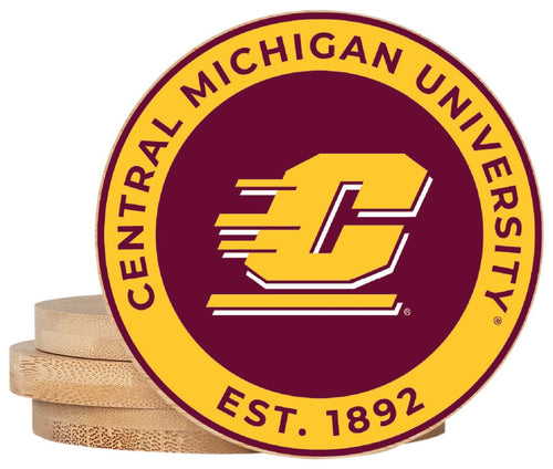 Central Michigan University Coaster Wooden 3.5 x 3.5-Inch 4 Pack Officially Licensed Collegiate Product 