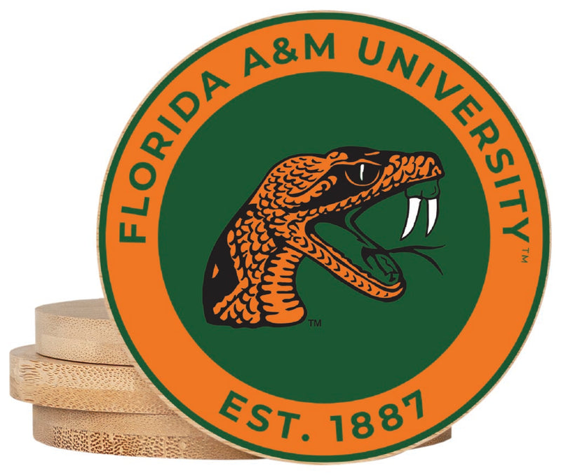 Florida A&M Rattlers Coaster Wooden 3.5 x 3.5-Inch 4 Pack Officially Licensed Collegiate Product 