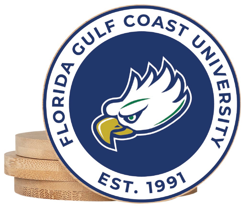 Florida Gulf Coast Eagles Coaster Wooden 3.5 x 3.5-Inch 4 Pack Officially Licensed Collegiate Product 