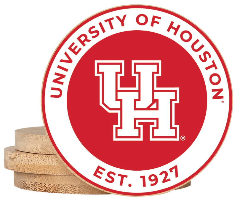 University of Houston Coaster Wooden 3.5 x 3.5-Inch 4 Pack Officially Licensed Collegiate Product 