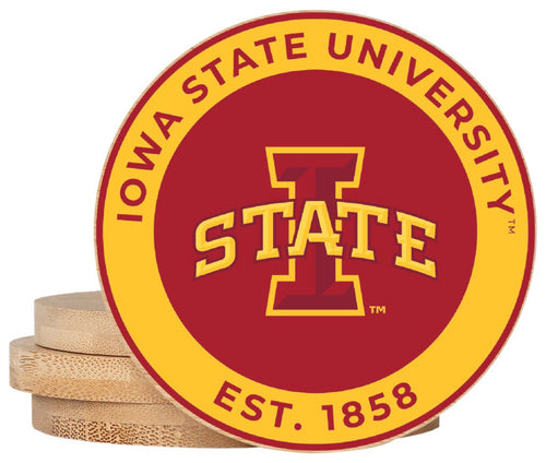 Iowa State Cyclones Coaster Wooden 3.5 x 3.5-Inch 4 Pack Officially Licensed Collegiate Product 