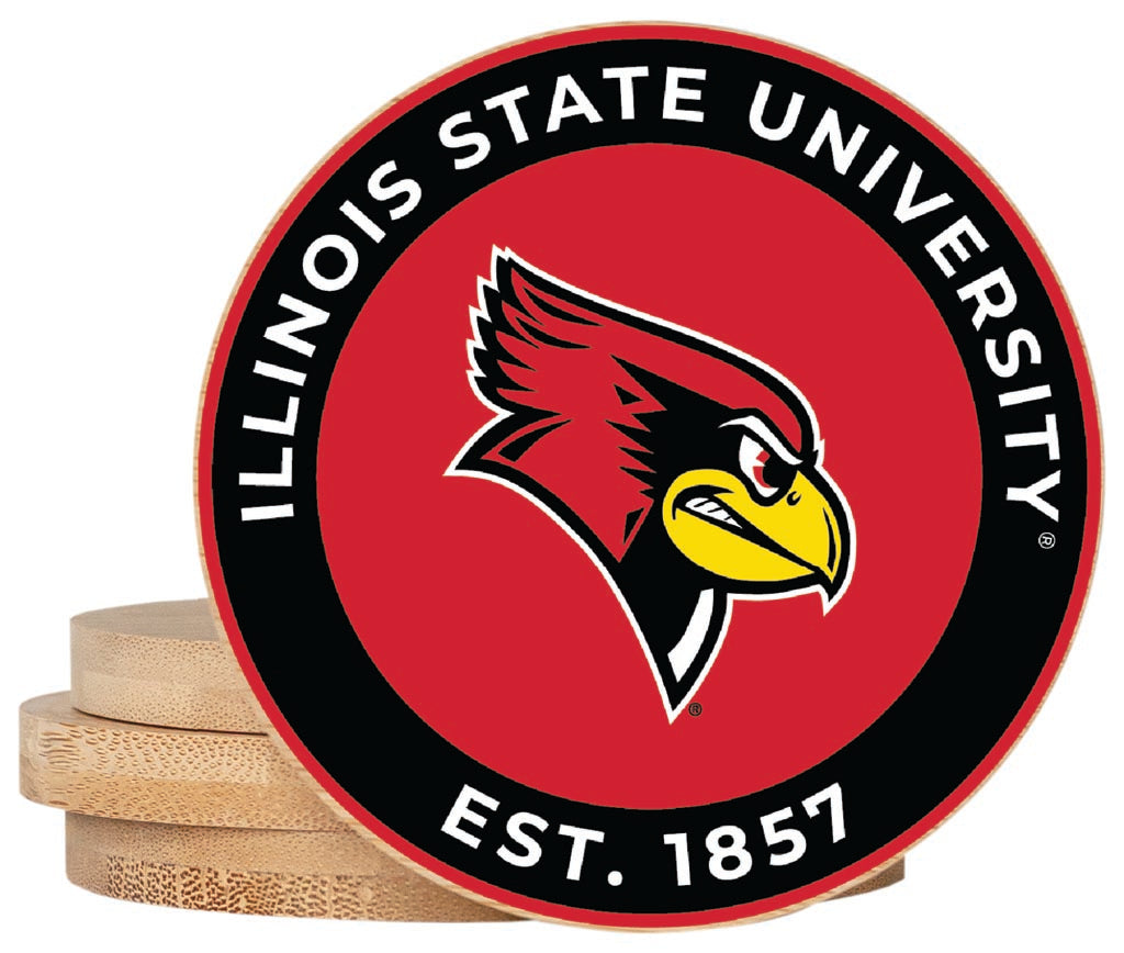 Illinois State Redbirds Coaster Wooden 3.5 x 3.5-Inch 4 Pack Officially Licensed Collegiate Product 