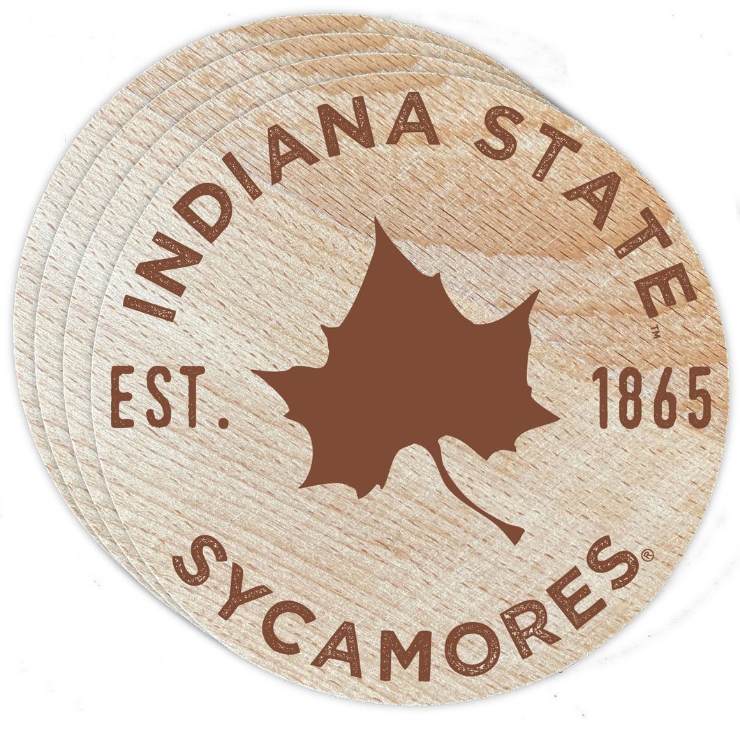 Indiana State University Wood Coaster Engraved 4-Pack Officially Licensed