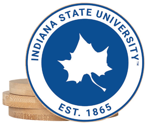 Indiana State University Coaster Wooden 3.5 x 3.5-Inch 4 Pack Officially Licensed Collegiate Product 