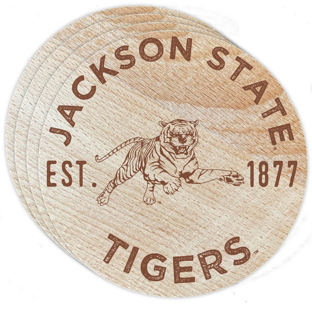 Jackson State University Wood Coaster Engraved 4-Pack Officially Licensed