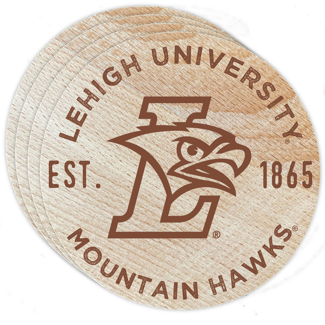 Lehigh University Mountain Hawks Wood Coaster Engraved 4-Pack Officially Licensed