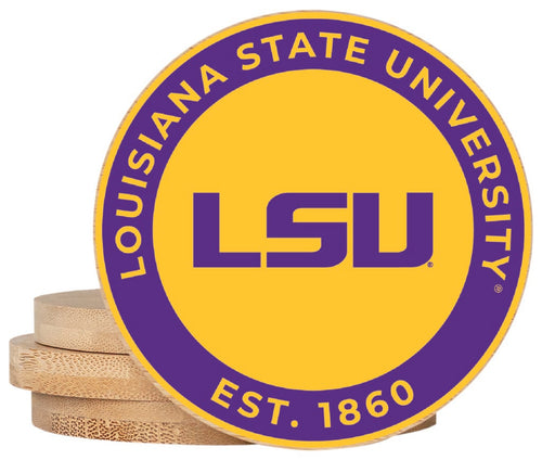 LSU Tigers Coaster Wooden 3.5 x 3.5-Inch 4 Pack Officially Licensed Collegiate Product 