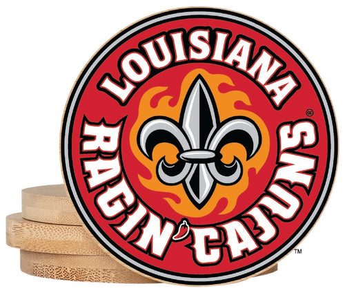 Louisiana at Lafayette Ragin' Cajuns Coaster Wooden 3.5 x 3.5-Inch 4 Pack Officially Licensed Collegiate Product 