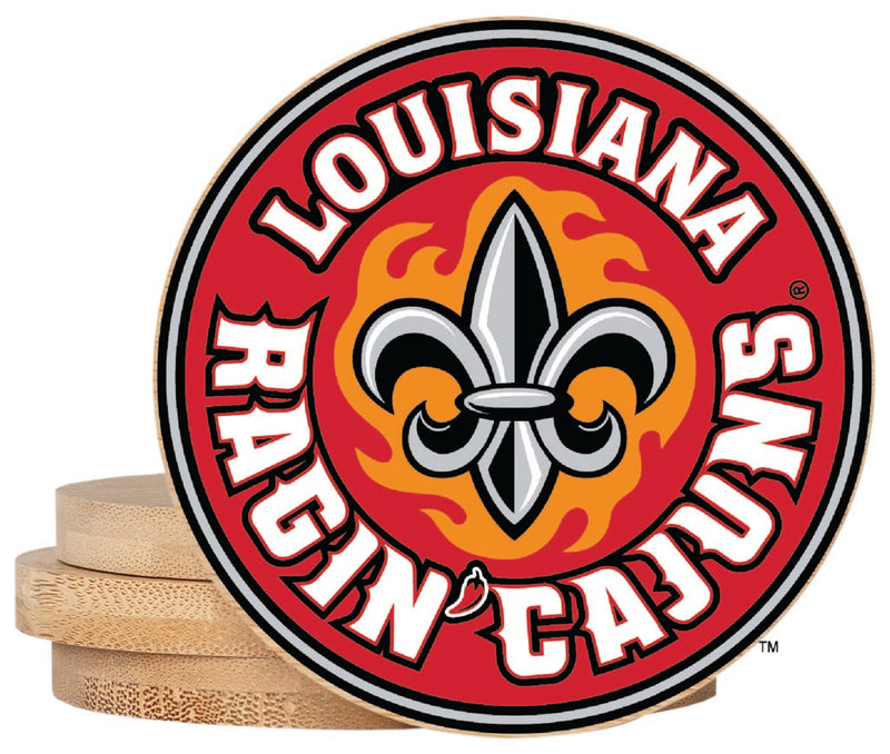 Louisiana at Lafayette Ragin' Cajuns Coaster Wooden 3.5 x 3.5-Inch 4 Pack Officially Licensed Collegiate Product 