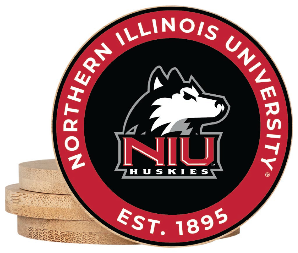 Northern Illinois Huskies Coaster Wooden 3.5 x 3.5-Inch 4 Pack Officially Licensed Collegiate Product 