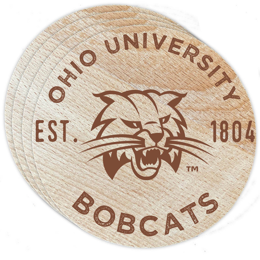 Ohio University Wood Coaster Engraved 4-Pack Officially Licensed