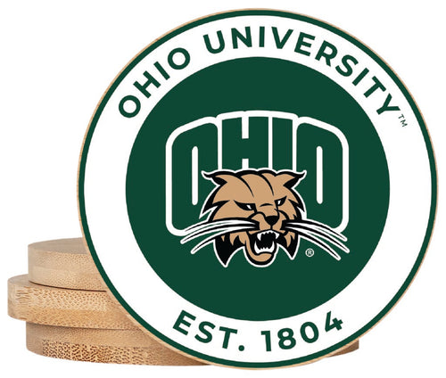 Ohio University Coaster Wooden 3.5 x 3.5-Inch 4 Pack Officially Licensed Collegiate Product 