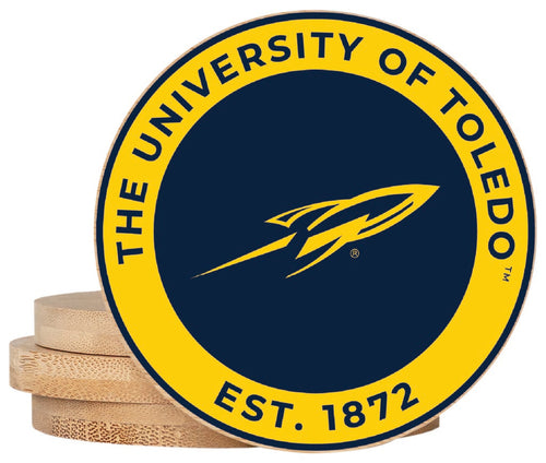 Toledo Rockets Coaster Wooden 3.5 x 3.5-Inch 4 Pack Officially Licensed Collegiate Product 