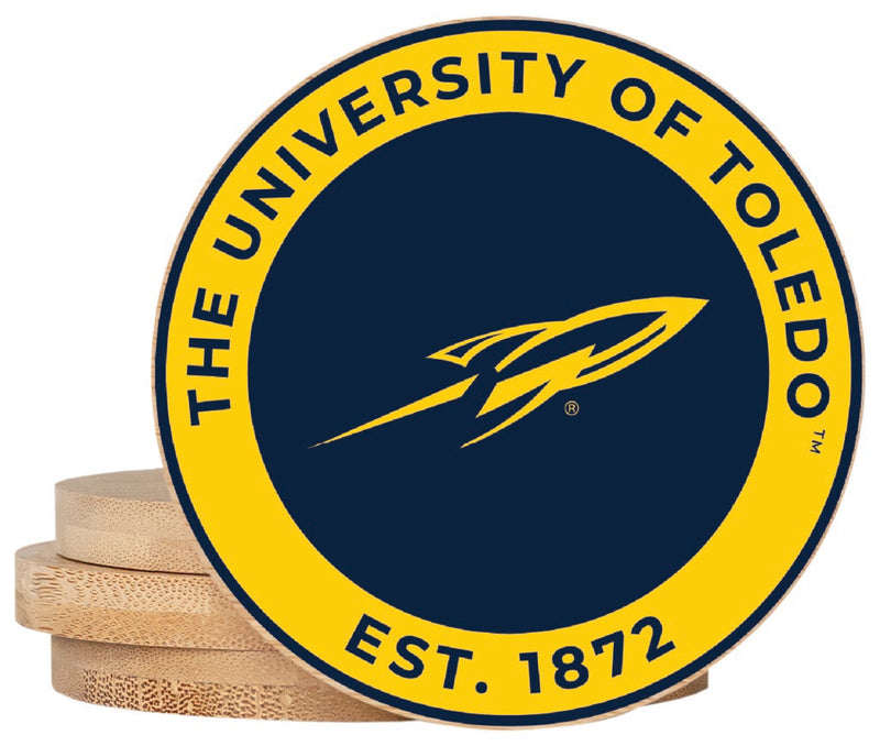 Toledo Rockets Coaster Wooden 3.5 x 3.5-Inch 4 Pack Officially Licensed Collegiate Product 