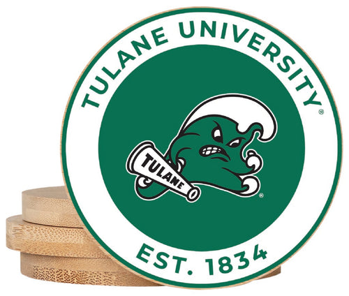 Tulane University Green Wave Coaster Wooden 3.5 x 3.5-Inch 4 Pack Officially Licensed Collegiate Product 