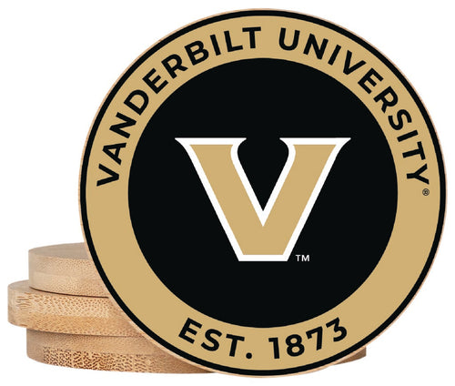 Vanderbilt University Coaster Wooden 3.5 x 3.5-Inch 4 Pack Officially Licensed Collegiate Product 