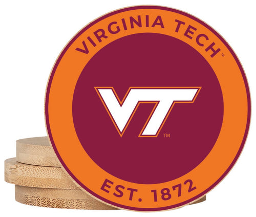 Virginia Tech Hokies Coaster Wooden 3.5 x 3.5-Inch 4 Pack Officially Licensed Collegiate Product 